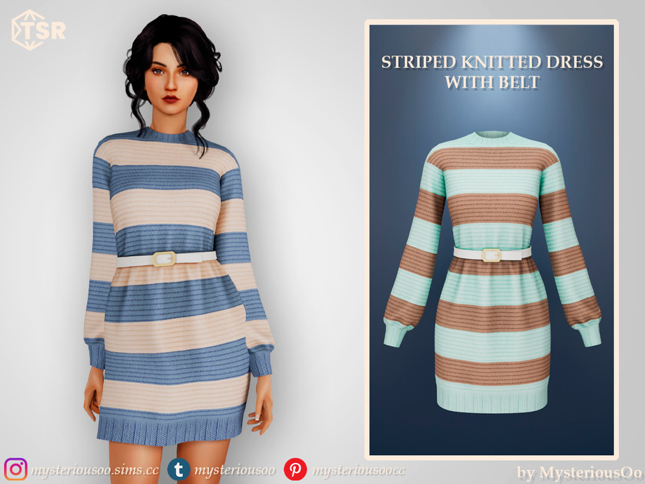 15+ Best SIMS 4 Dresses CC Pack For All Gamers in 2025 15 Sims 4 Striped Knitted Dress By MysteriousO