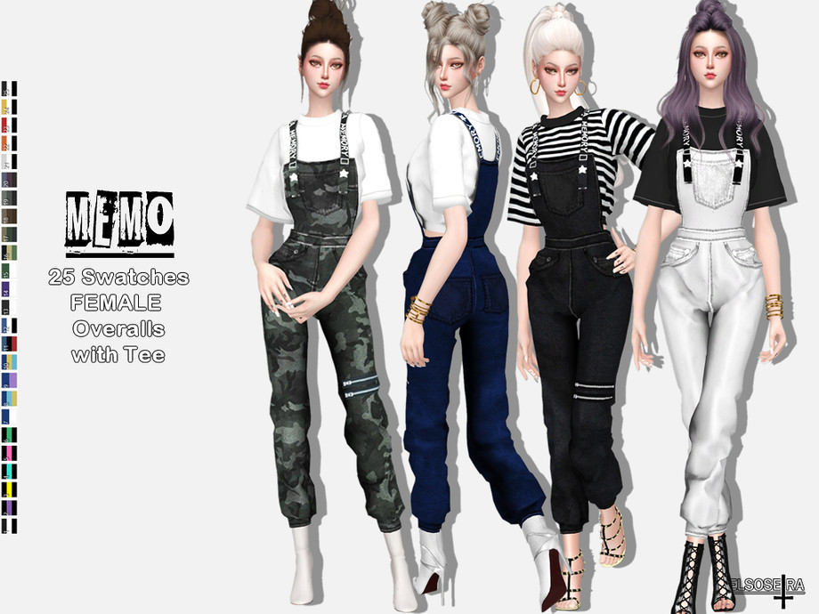 60+ Ultimate SIMS 4 Clothes CC Pack For Gamers in 2025 54 MEMO OVERALLS WITH TEE BY HELSOSEIRA