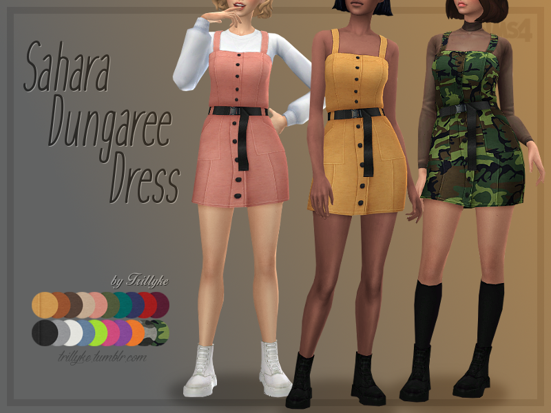 60+ Ultimate SIMS 4 Clothes CC Pack For Gamers in 2025 17 SAHARA DUNGAREE DRESS BY TRILLYKE