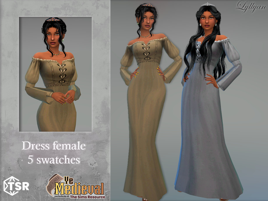 60+ Ultimate SIMS 4 Clothes CC Pack For Gamers in 2025 59 YEMEDIEVAL DRESS LONG CASSANDRA BY LYLLYAN